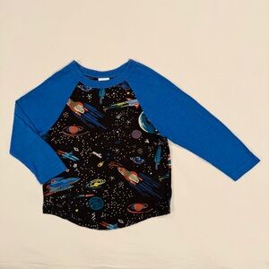Hanna Andersson Baseball Tee Boys 4 100 cm Discover the Sky Slub Knit Space